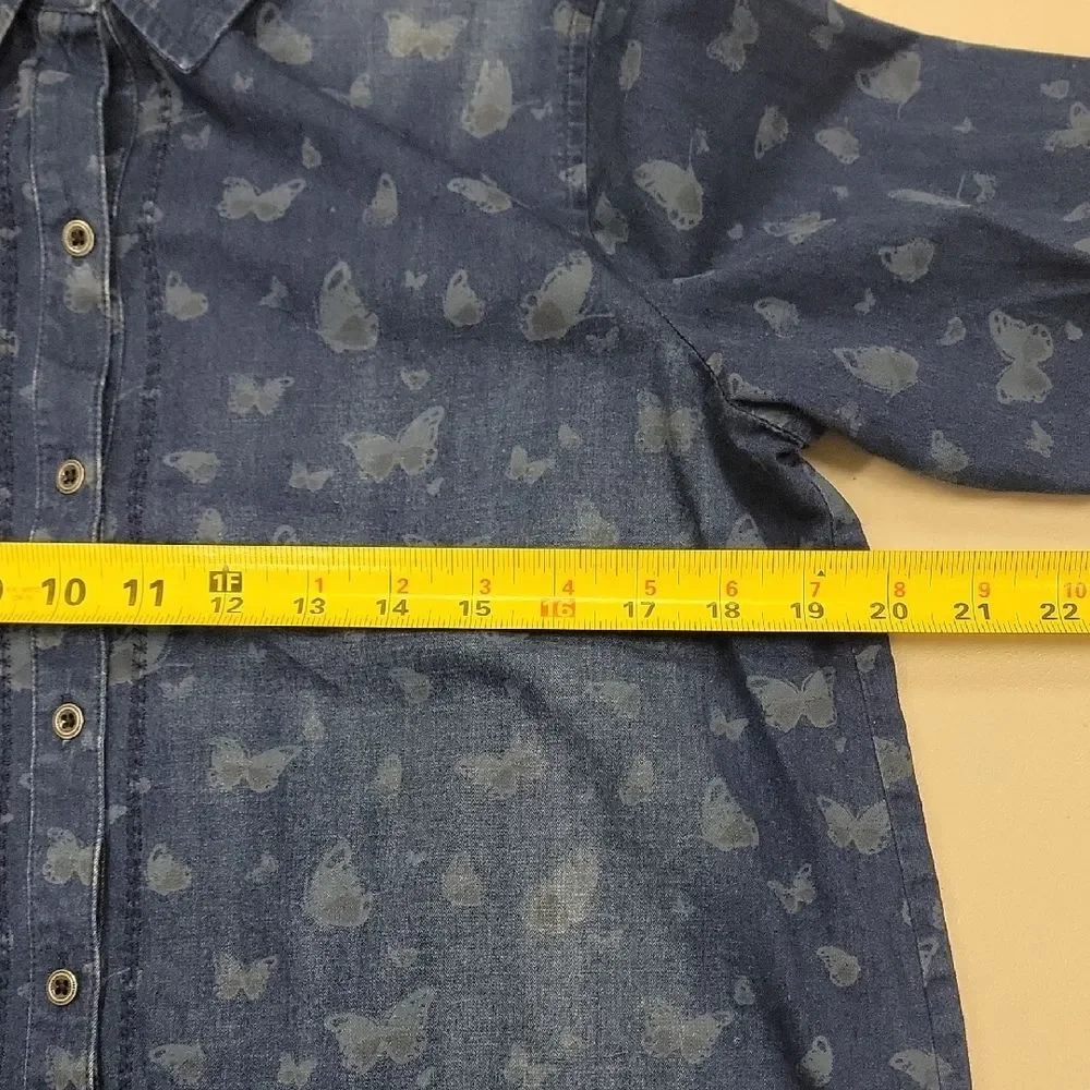 J. Jill Butterfly Design Blouse Blue Size S